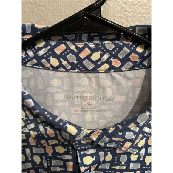 Southern Tide Mens XL Beer Print Pattern Golf Polo Shirt - Picture 3 of 8